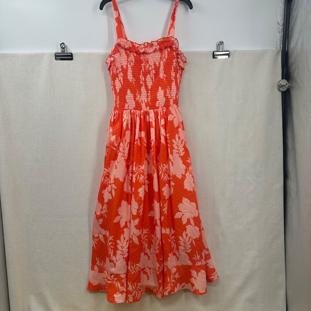 Johnnybecca Floral Smocked Maxi Dress Hibiscus Boho Sun Dress Small